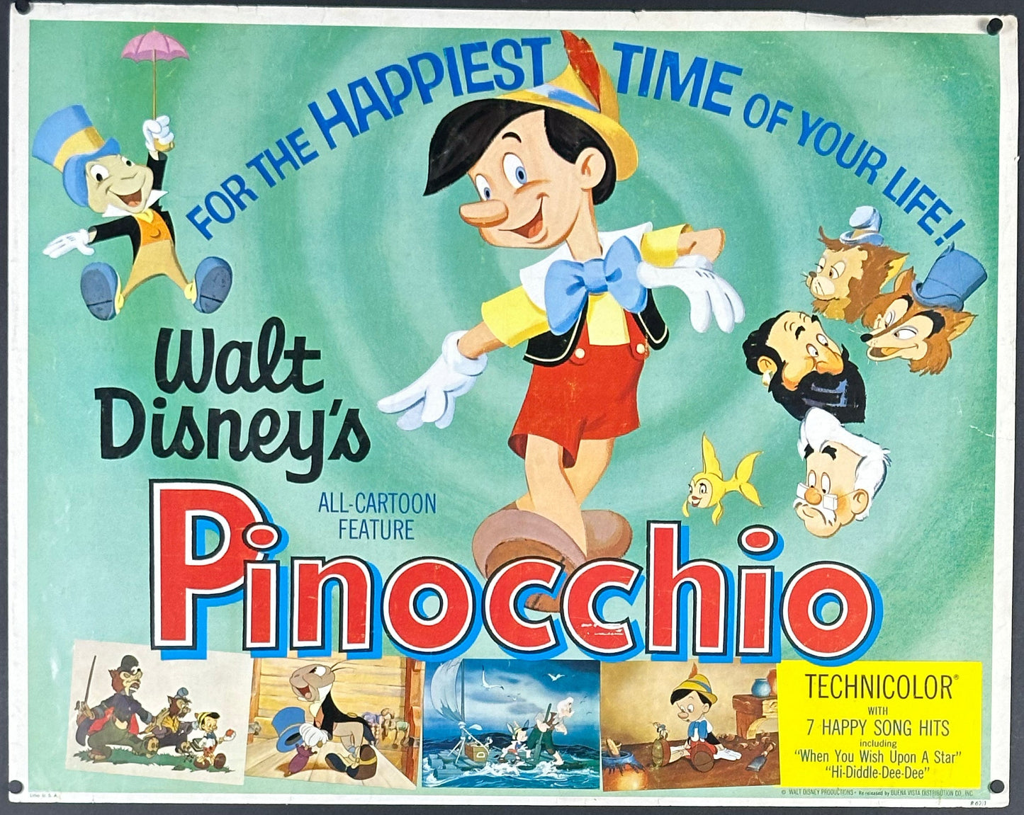 Walt Disney's Pinocchio US Half Sheet (R 1962) - posterpalace.com