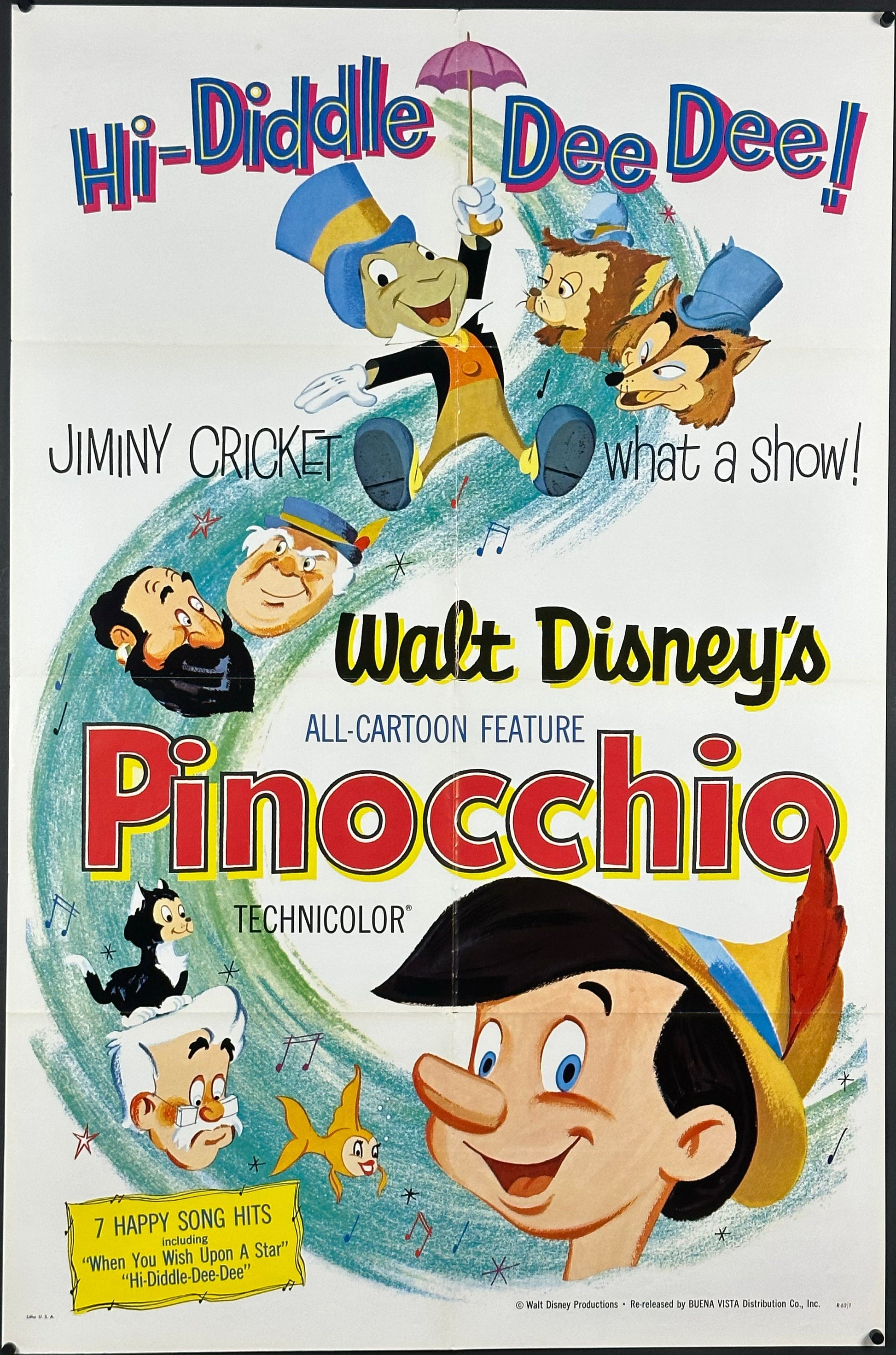 Walt Disney's Pinocchio US One Sheet (R 1962) - posterpalace.com