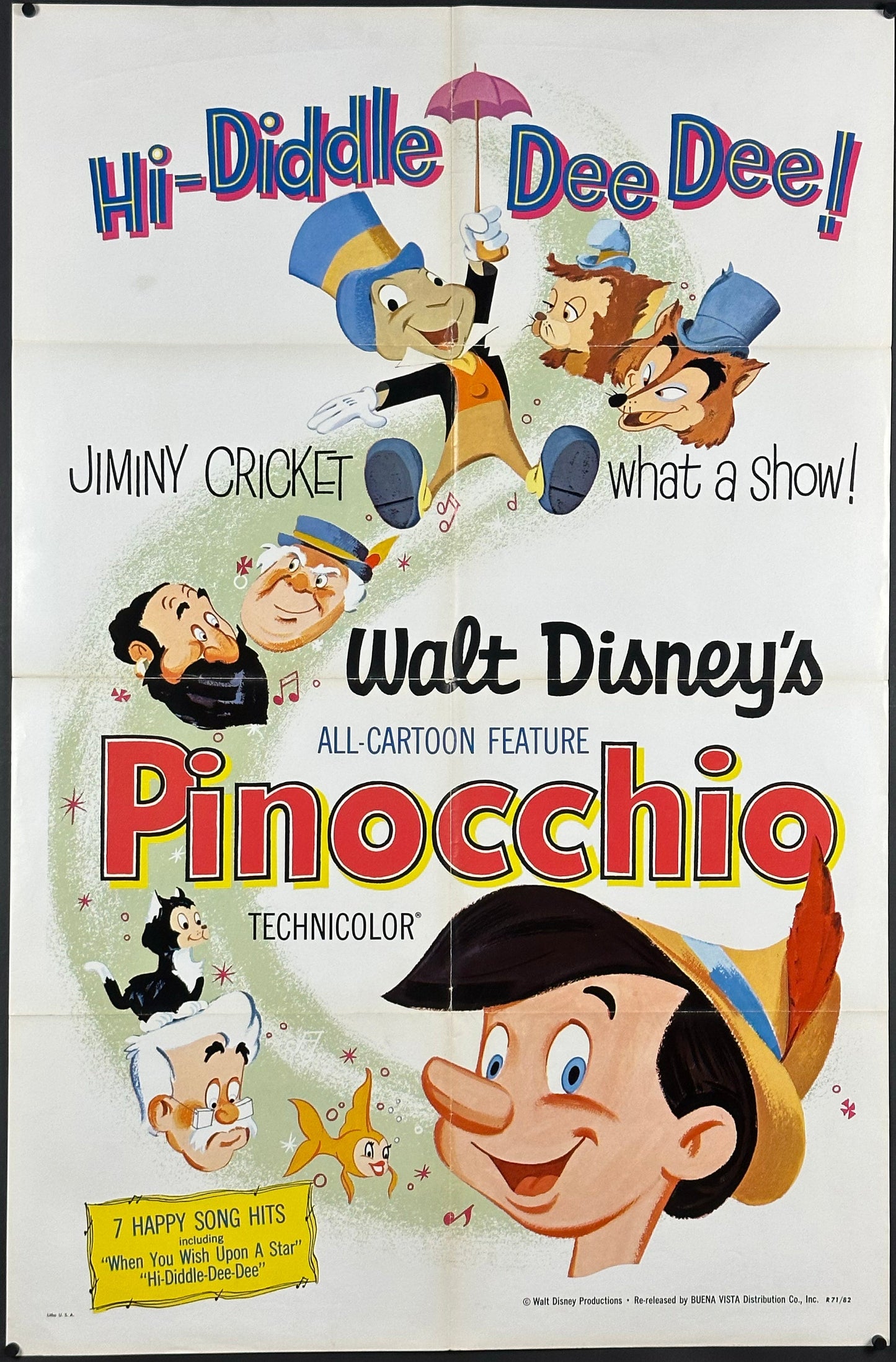Walt Disney's Pinocchio US One Sheet (R 1971) - posterpalace.com