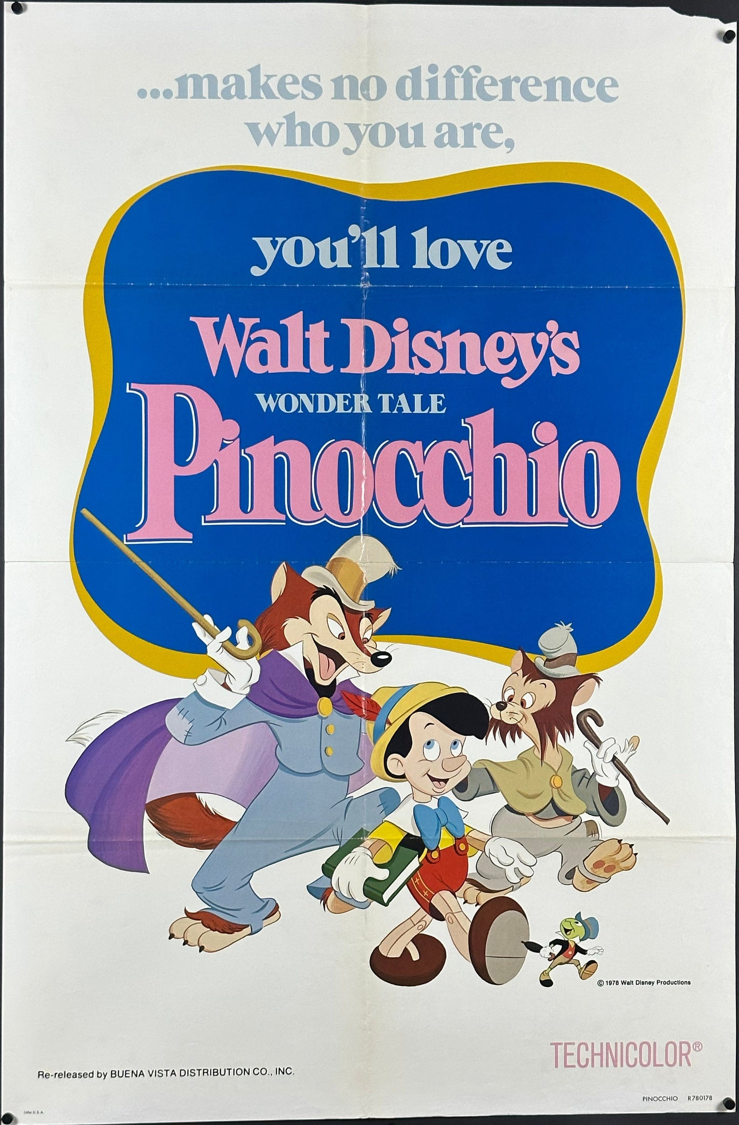 Walt Disney's Pinocchio US One Sheet (R 1978) - posterpalace.com