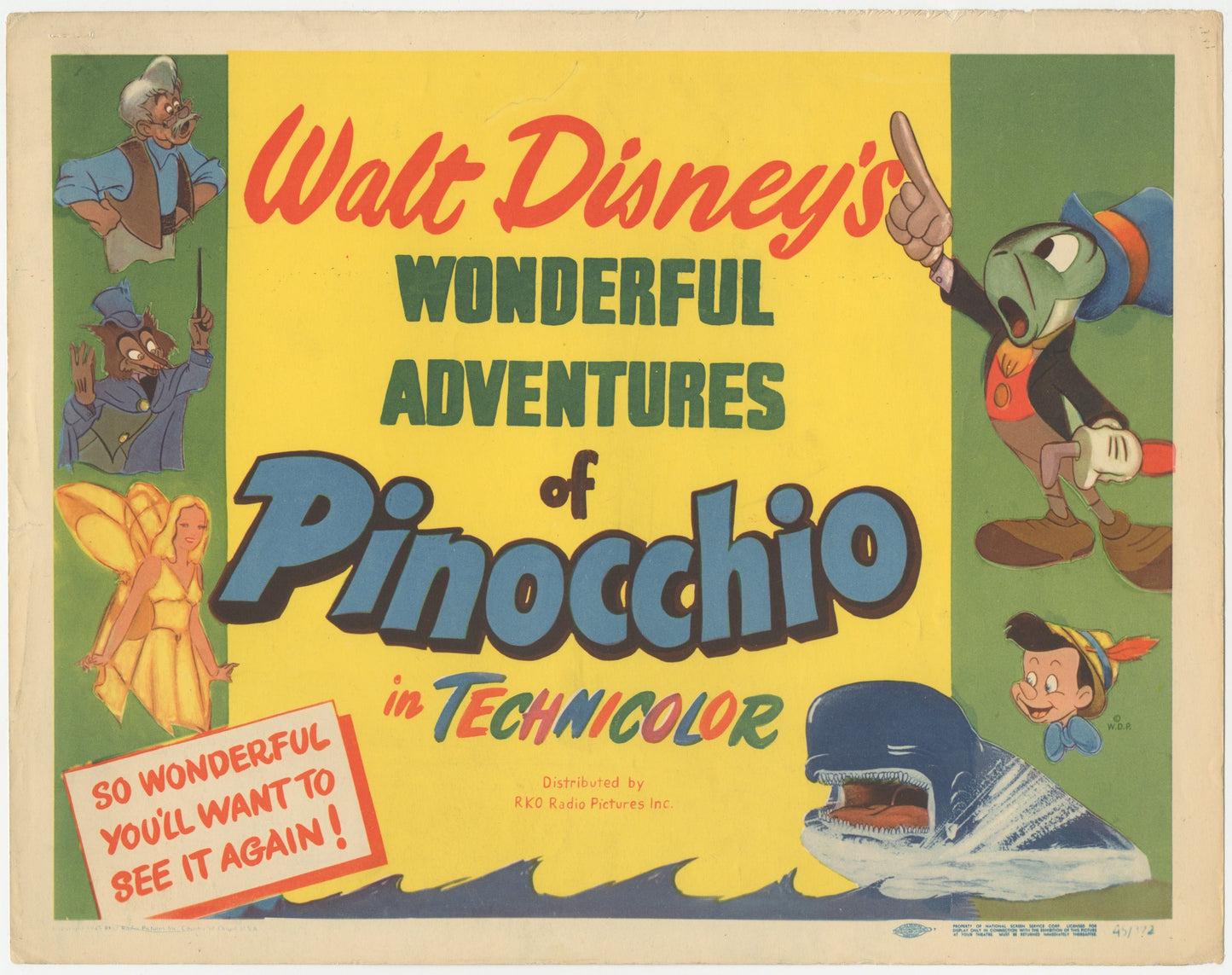 Walt Disney's Pinocchio US Title Lobby Card (R 1945) - posterpalace.com