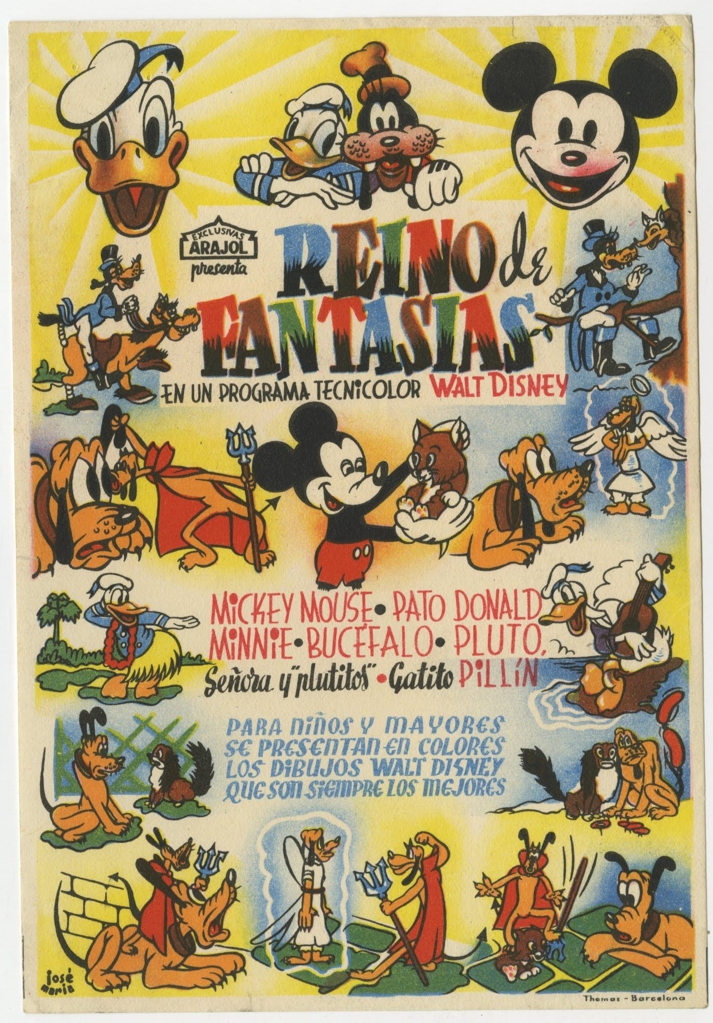 Walt Disney's Reino De Fantasias Spanish Herald (ca. 1950s) - ORIGINAL RELEASE - posterpalace.com