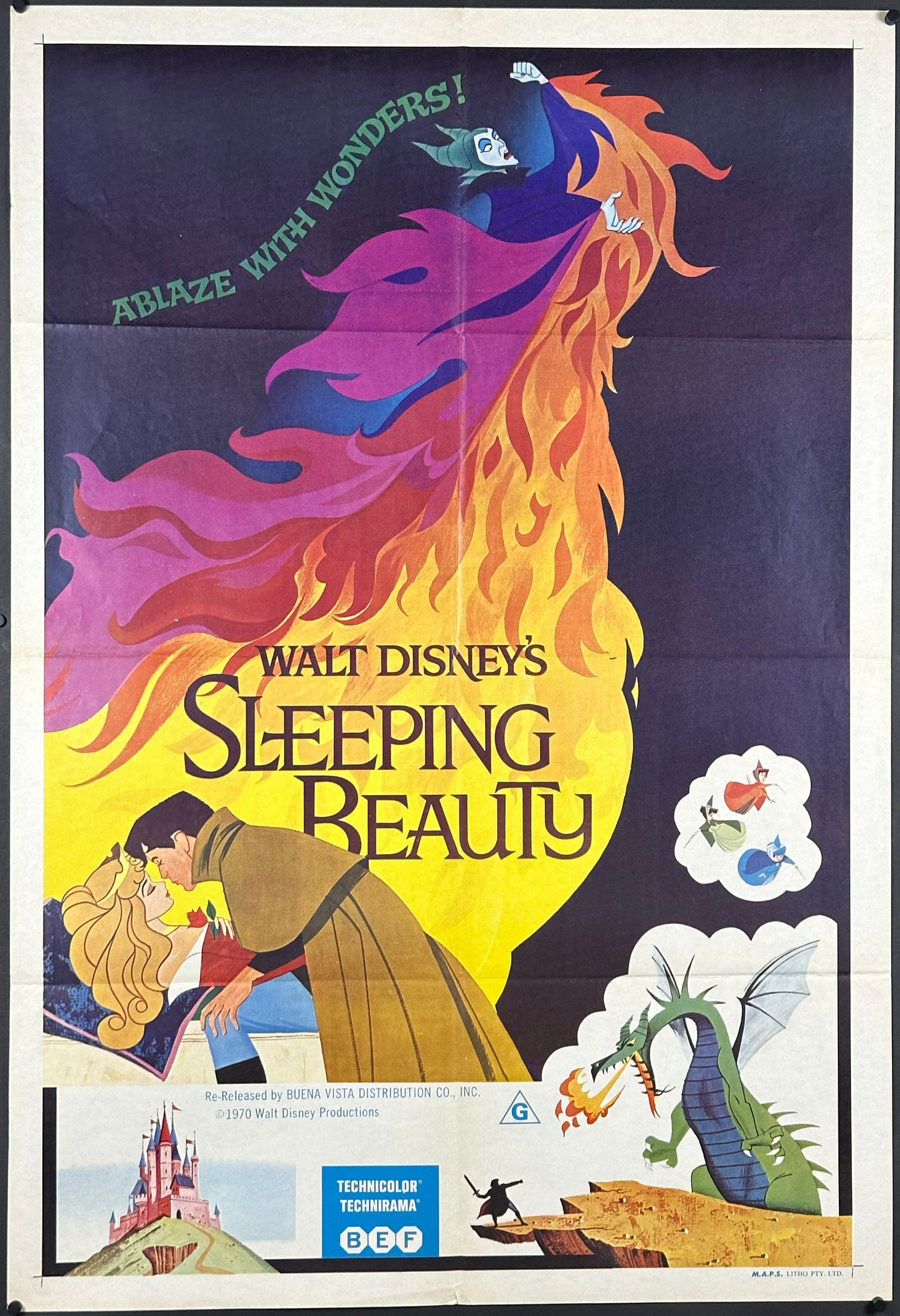 Walt Disney's Sleeping Beauty Australian One Sheet (R 1970) - posterpalace.com