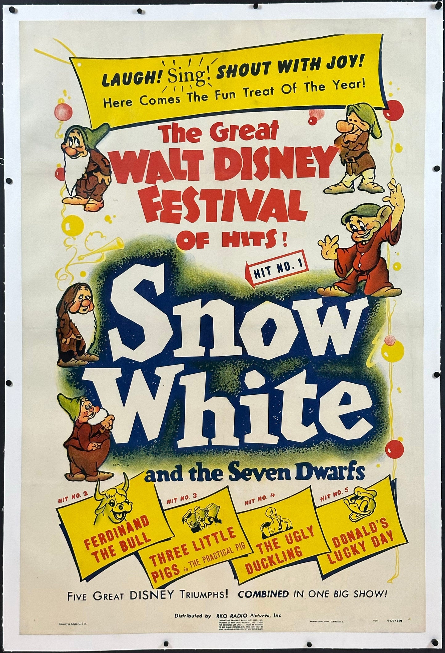 Walt Disney's Snow White And The Seven Dwarfs US One Sheet (R 1940) - posterpalace.com