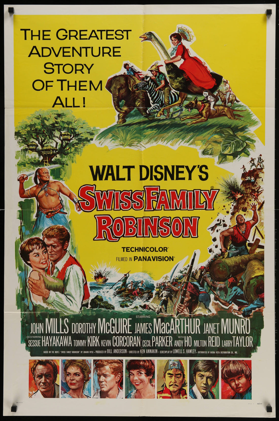 Walt Disney's Swiss Family Robinson Vintage US One Sheet (1960) - ORIG ...