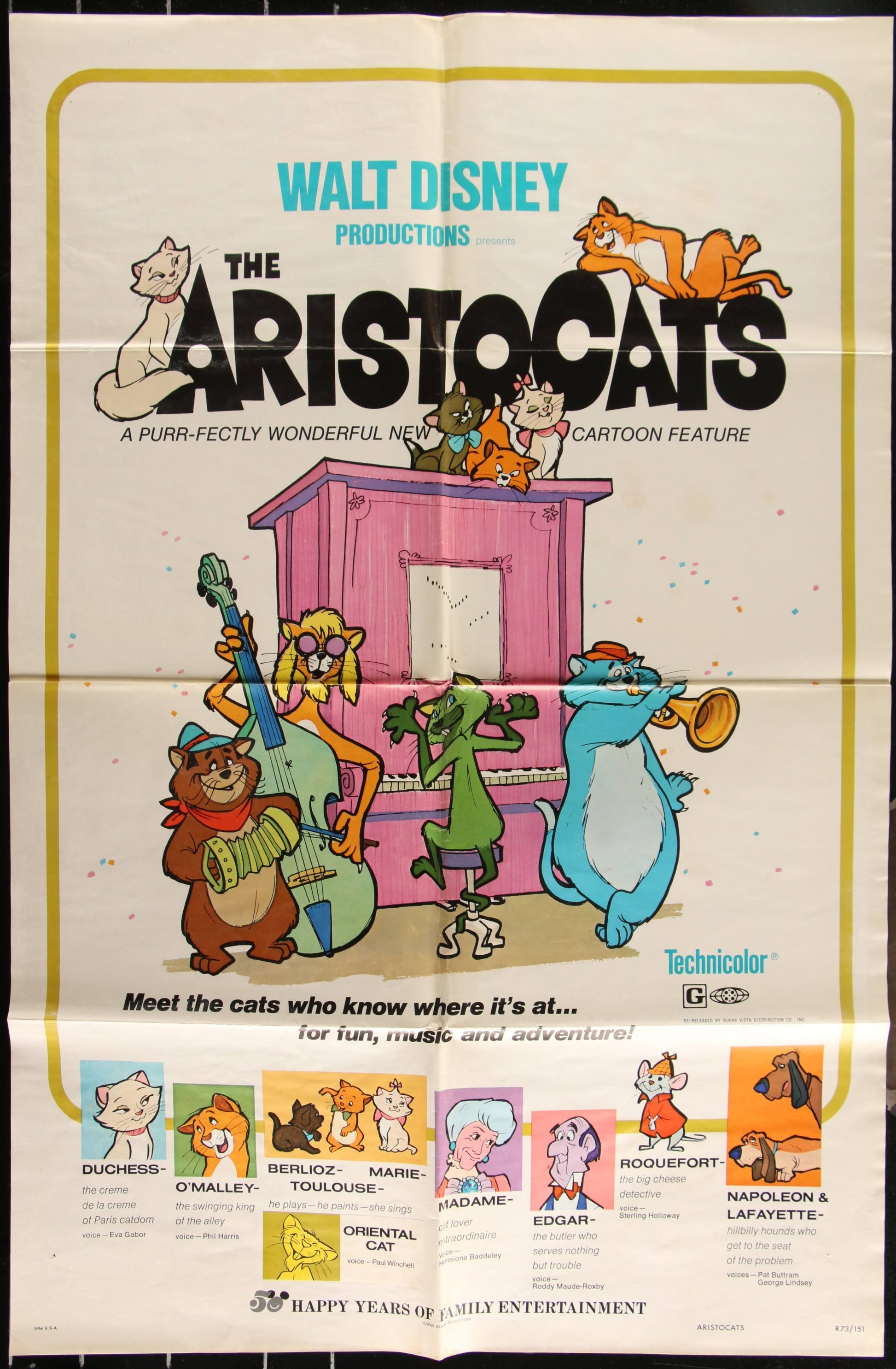 Walt Disney's The Aristocats US One Sheet (R 1973) - posterpalace.com