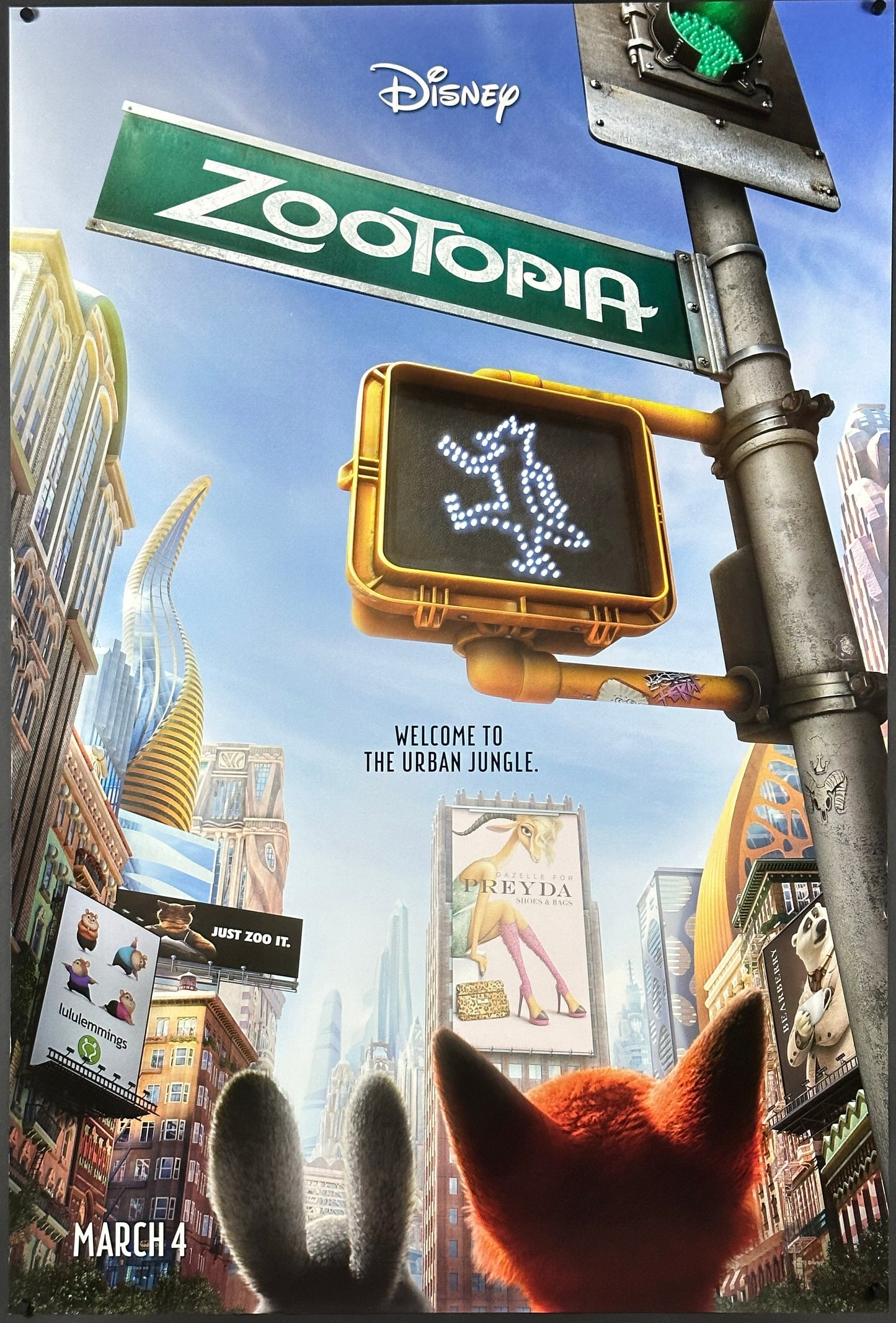 Zootopia US One Sheet Teaser Style (2016) - ORIGINAL RELEASE - posterpalace.com